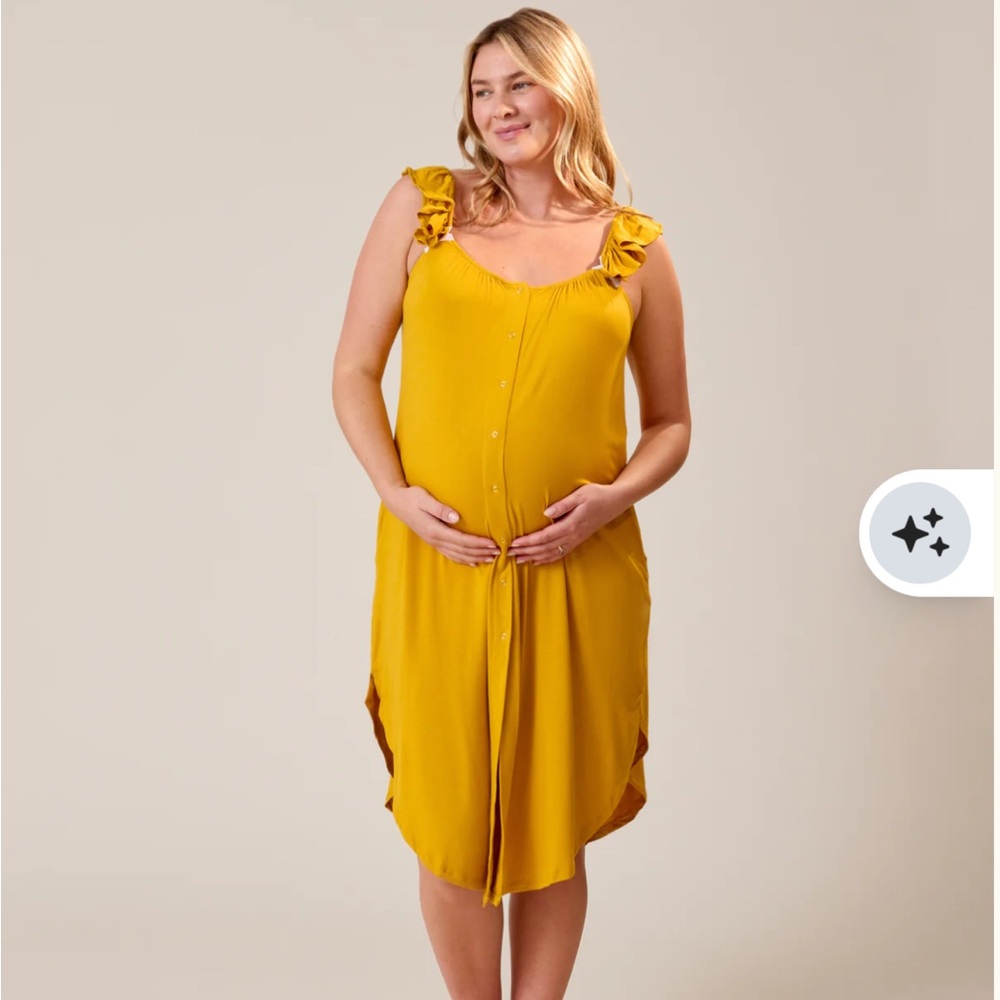 Kindred Bravely Ruffle Strap Labor and Delivery Gown M/L